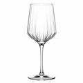 Calice da vino 500 ml in vetro trasparente con stelo e superficie scanalata