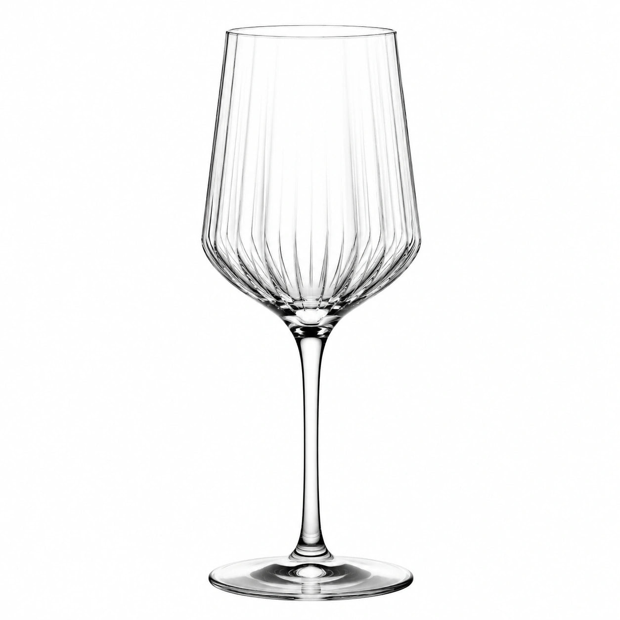 Calice da vino 500 ml in vetro trasparente con stelo e superficie scanalata
