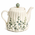 Teiera in ceramica 1.20 L avorio e verde con motivo botanico e coperchio