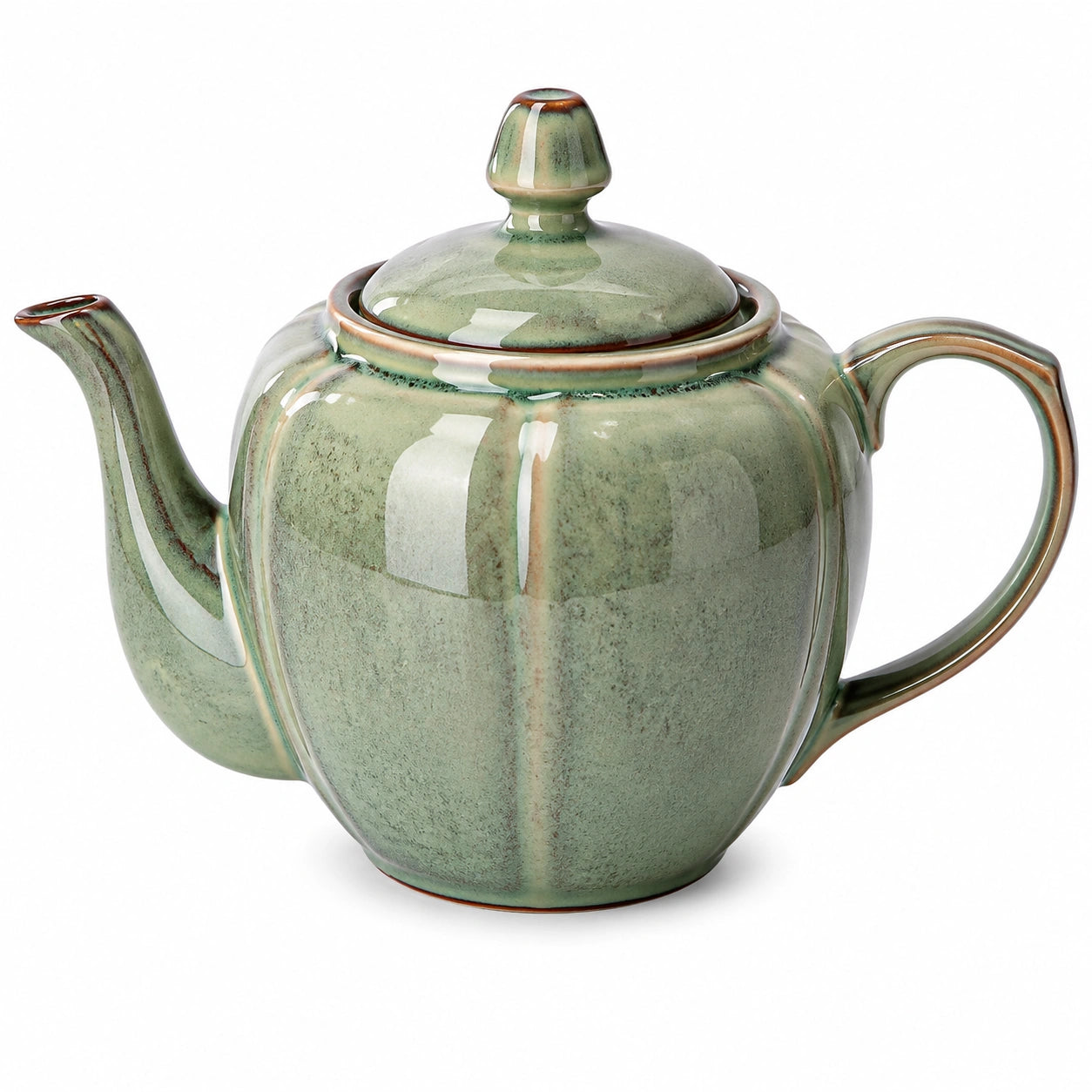 Teiera in ceramica 1.20 L verde smaltata con coperchio per tè stile classico