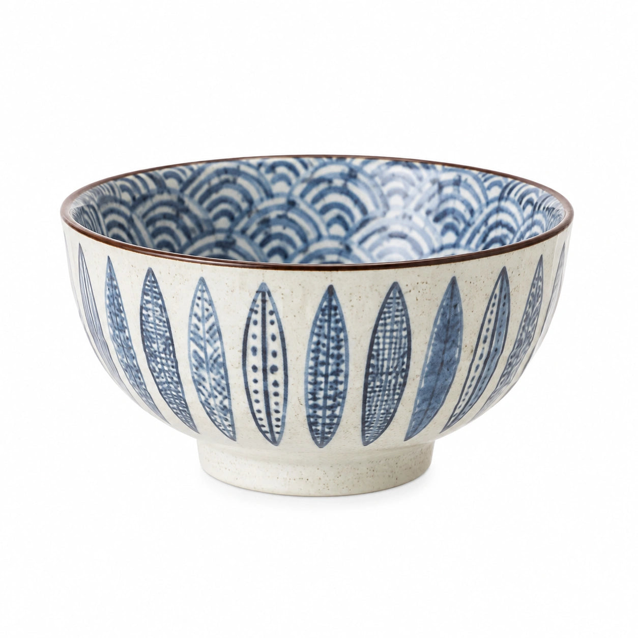 Ciotola in ceramica 20 cm blu e avorio decorata per servire