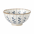 Ciotola 18 cm in ceramica bianco blu per alimenti stile botanico