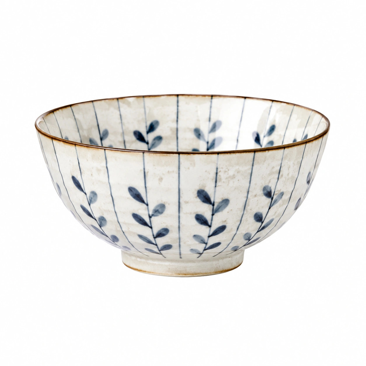 Ciotola 18 cm in ceramica bianco blu per alimenti stile botanico