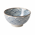 Ciotola in ceramica 18 cm bianco e blu con motivo a onde per servire