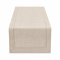 Runner da tavola 40 x 180 cm in tessuto effetto lino beige con bordo ajour