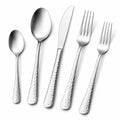 Set posate 5 pezzi in acciaio inox argento con manici martellati per tavola