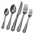 Set posate 5 pezzi in acciaio inox grigio antracite stile moderno