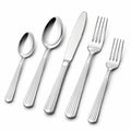 Set di posate 5 pezzi in acciaio inox argento per tavola con manici rigati