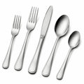 Set di posate 5 pezzi in acciaio inox argento finitura satinata stile classico