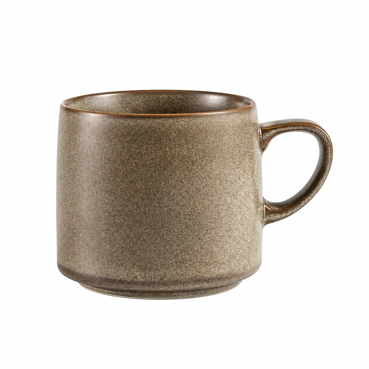 Tazza cilindrica 350 ml in ceramica marrone con manico stile rustico