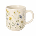 Tazza in ceramica 400 ml 9 cm x 10 cm crema con fiori per bevande calde stile botanico